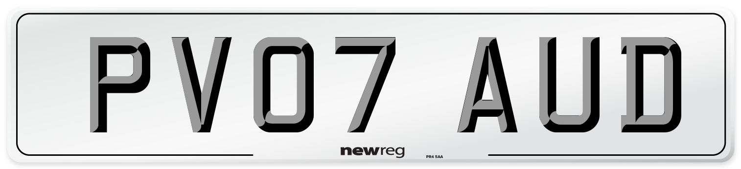 PV07 AUD Number Plate from New Reg